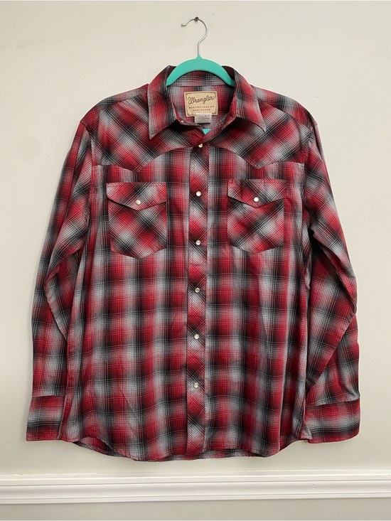 Wrangler Other - Men’s Wrangler Western Pearl Snap Red and Black - L